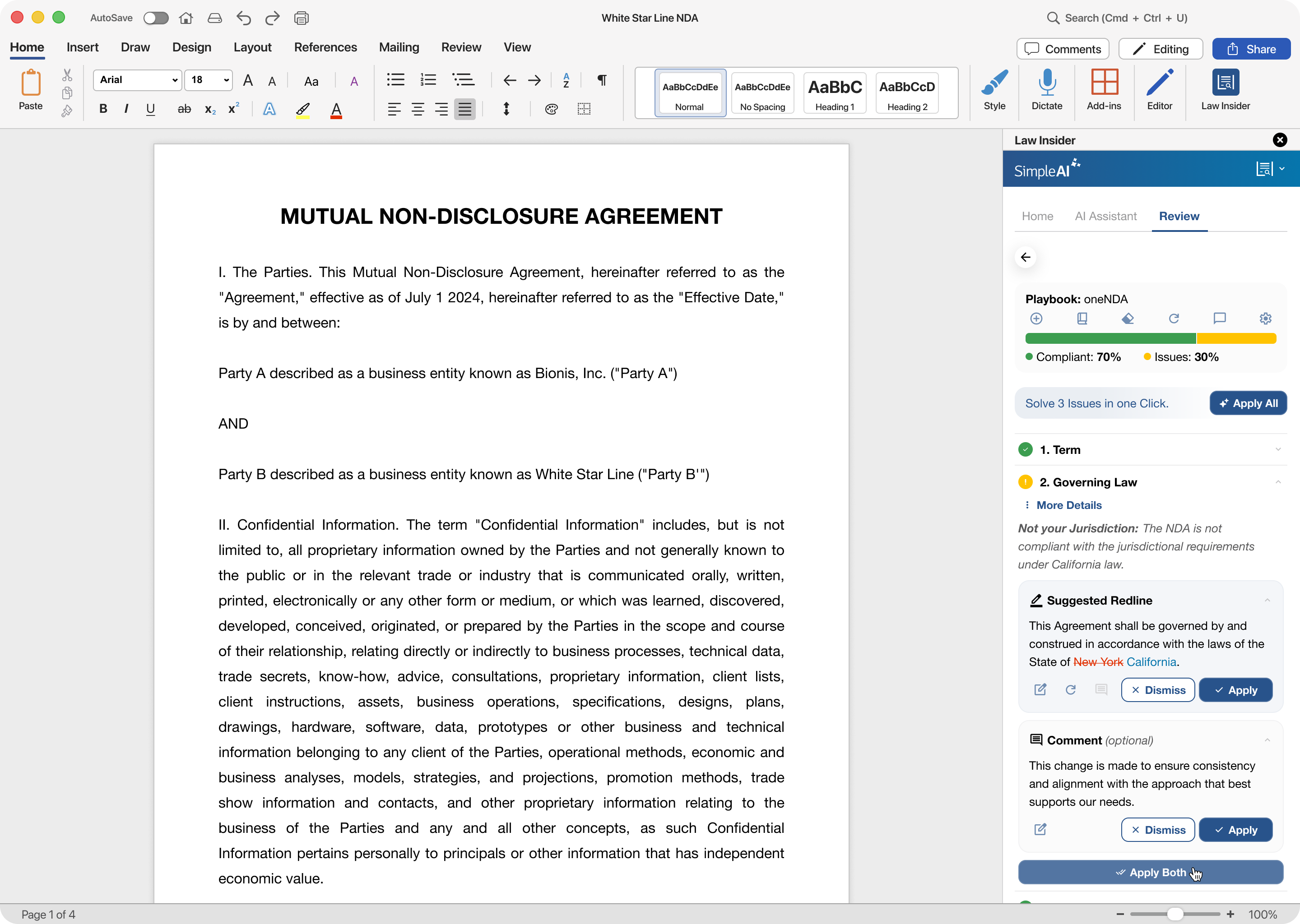 ai redlines and comments